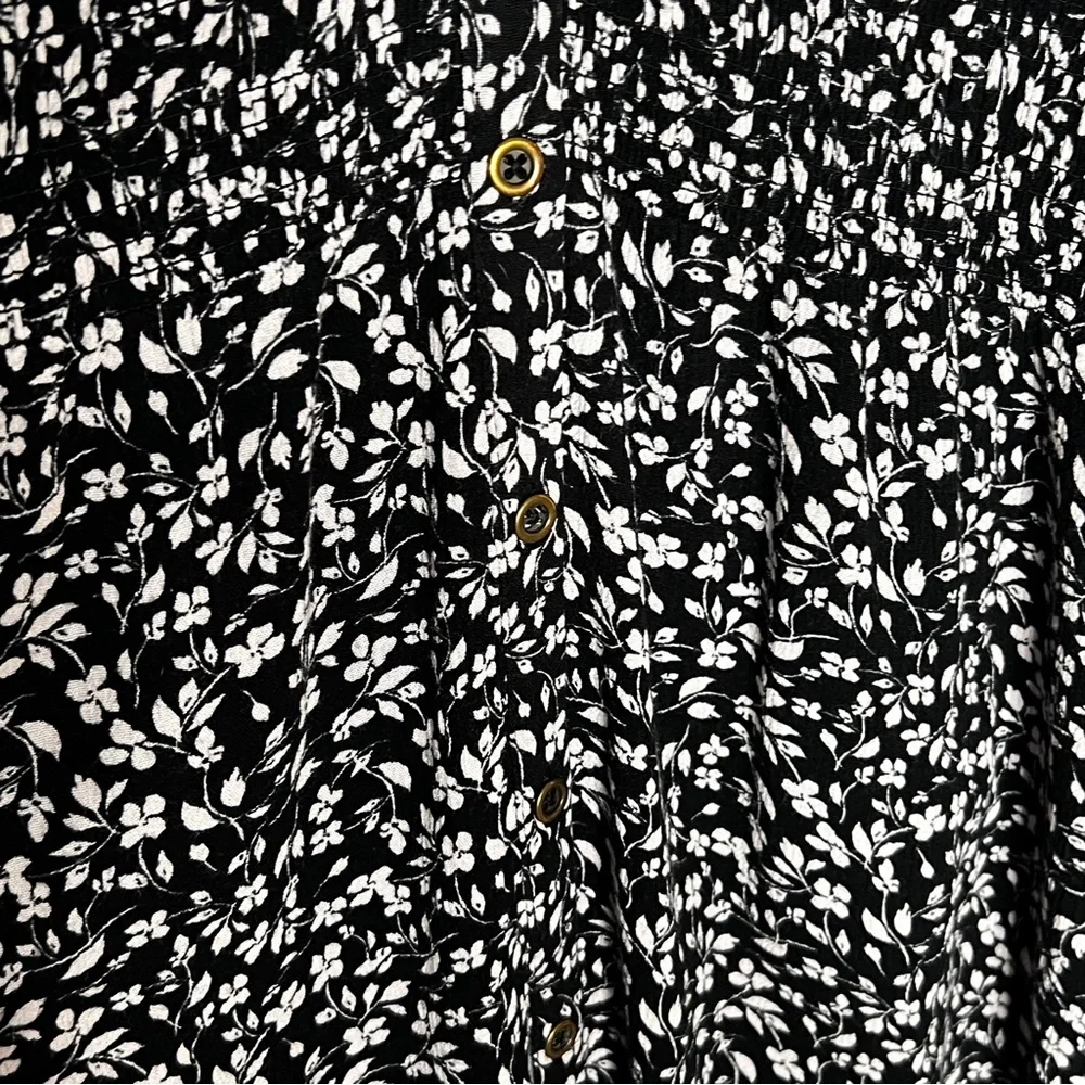 Knox Rose Black Floral Print Long Sleeve Peasant Style Top Hi-L Womens Size XXL - Picture 2 of 12